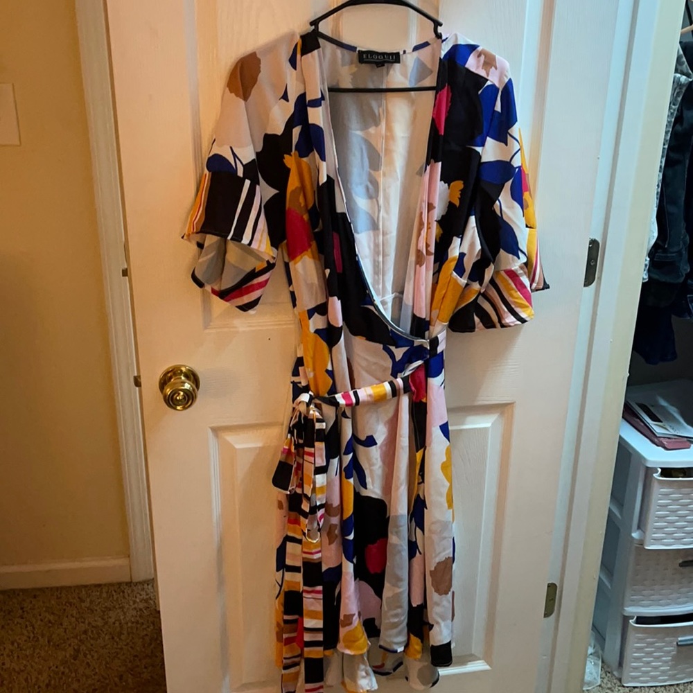 Eloquii colorful wrap dress, size 18
